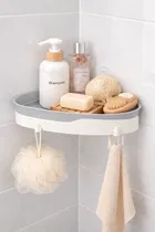 Wall-Mounted Corner Storage Rack Grey & wHITE