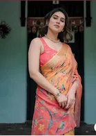 Silk Woven Design Saree for Women, Orange 