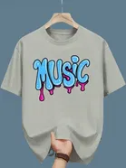 Polyester Printed Half Sleeves T-Shirts For Men, Grey 