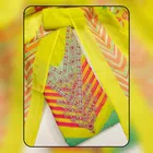 Chanderi Cotton Embroidered Unstitched Suit Fabric, Yellow & Green