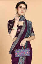 Women's Embroidried Saree with Unstiched Blouse 