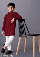 Checked Rayon Kurta Set for Girls 