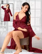 Satin Nightdress Set for Women 