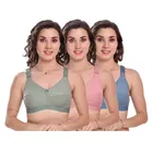 Cotton Blend Solid Non-Padded Bras for Women, Pack of 3 