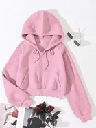 Fleece Hooded Sweatshirt for Women (Pink, M)