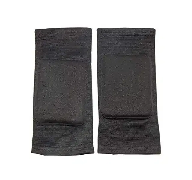 Cotton Padded Knee Guard (Black, Free Size)