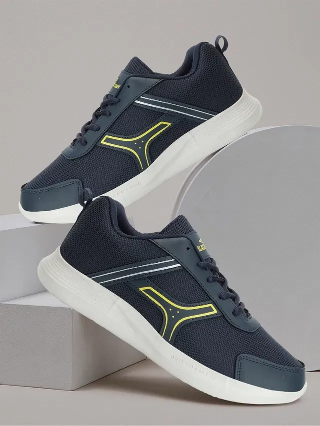 Blacktown Sports Shoes for Men (Navy Blue & Yellow, 7)