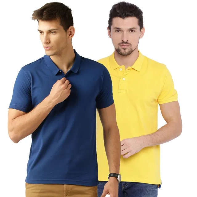 Polo T-shirts for Men, Pack of 2 (Multicolor, S)