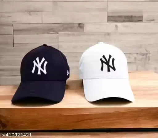 NY Baseball Cap For Men, Black & White, Pack of 2