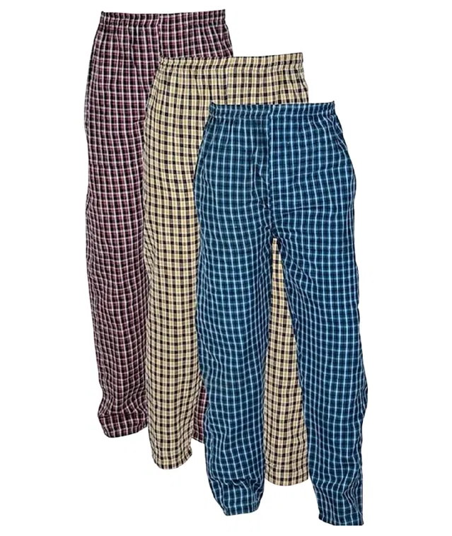 Cotton Trousers for Mens (Multicolor, Free Size) (Pack of 3)