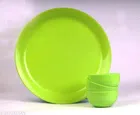 Plastic Plates (3 Pcs) with (3 Pcs) Bowls (Multicolor, Set of 2)