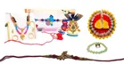Synthetic 3 Pcs Rakhi with Ladoo Gopal Singar Dress & Bracelet 