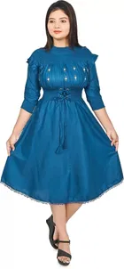 Cotton Solid Dress for Women 