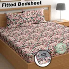 Cotton Feel Fitted (Elastic) Double Bedsheet Tulip Print