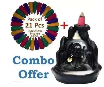 Adiyogi Idol with 21 Pcs Smoke Cones (Multicolor, Set of 1)