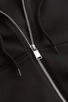 Women's Solid Zipper Long Sleeve Round Neck Hoodie 