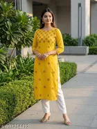 Floral Printed Kurti with Show Buttons for Women 