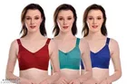 Cotton Blend Solid Bra for Women & Girls, Multicolour, Pack of 3 