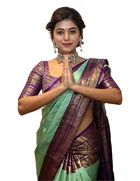 Litchi Silk Zari Woven Saree for Women, Green 