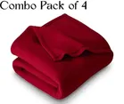 Combo Pack of 4 Solid Polar Fleece Blanket Red (60x90)