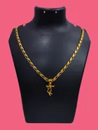 Alloy Gold Plated Pendant with Chain for Men & Women (Gold)