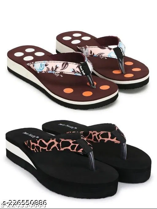 EVA Flip-flops for Women (Multicolor, 6) Pack of 2
