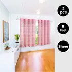 Sheer Plain Pink Window Curtain 5ft Combo (Pack of 2)