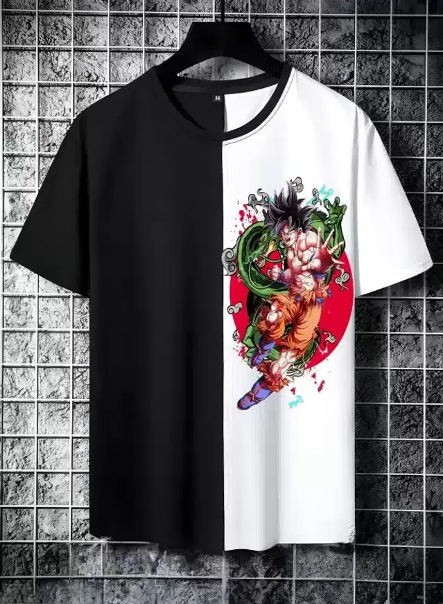 Half Sleeves T-Shirt for Men (Black & White, XL)