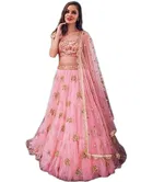 Net Embroidred Semi Stiched Lehenga Choli for Women 
