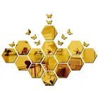 Mirror Gold Sticker 14 hexagon & 10buterfly