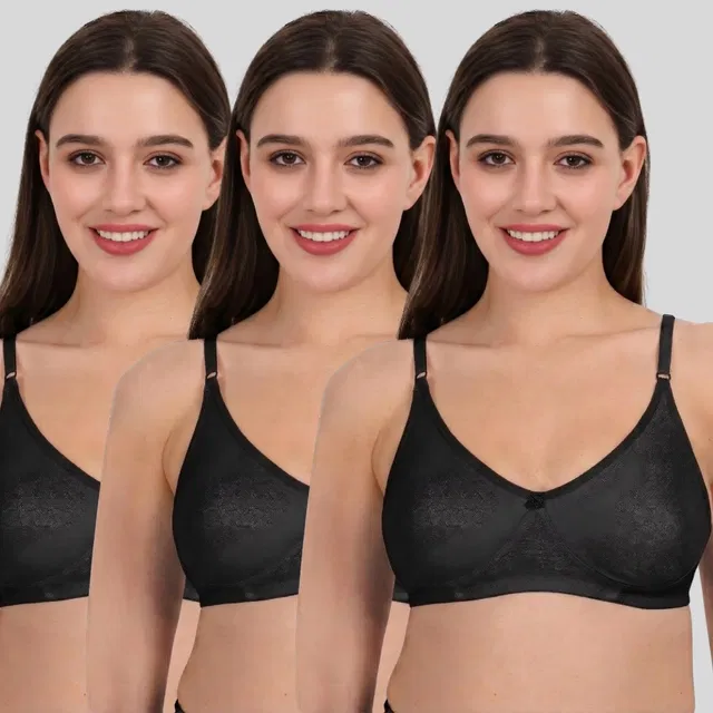 Cotton Bra for Women, Multicolour, Pack of 3 (38B)