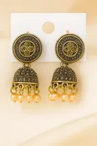 Women's Silver Oxidised Jhumka Earrings Combo with Mirror Work 