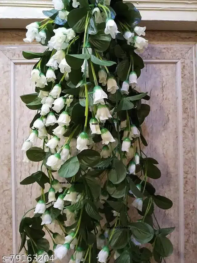 Polyester Artificial Hanging Flower Garlands (White & Green)