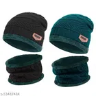 Woolen Beanie Cap with Neck Scarf for Men & Women 