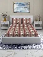 Arch Fab Brown Floral Flat Double Bedsheet 88X90 Inch
