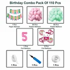 Hello Kitty Theme 5th Happy Birthday Decoration Items For Girls , Multicolor, Pack of 110