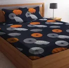 Glace Cotton Elastic Fitted Double Bedsheet with 2 Pillow Covers 