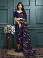 Georgette Printed Saree for Women, Multicolor, Pack of 2 