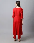 Rayon Slub Embroidered Kurta Set for Women 