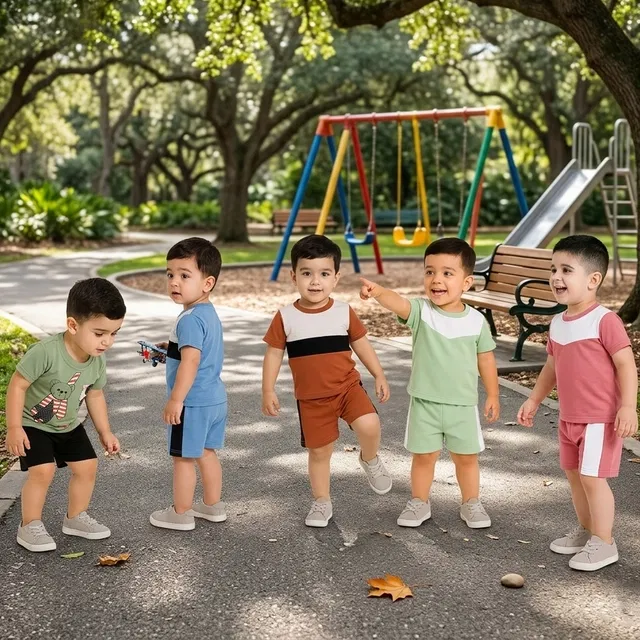 Solid Cotton Blend Top & Bottom Set for Boys (Multicolor, 0-12 M)