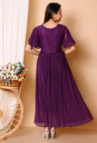 Cotton Blend Solid Dress for Girls 