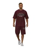 Polyester Printed T-shirt With Matching Shorts, Wine 