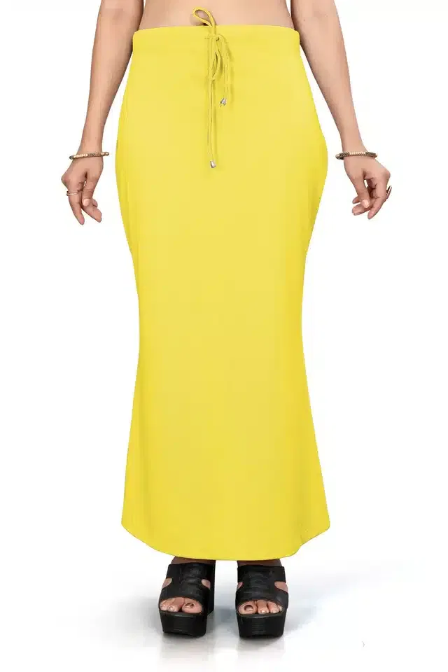 Lycra Solid Saree Petticoat for Women (Yellow, L)