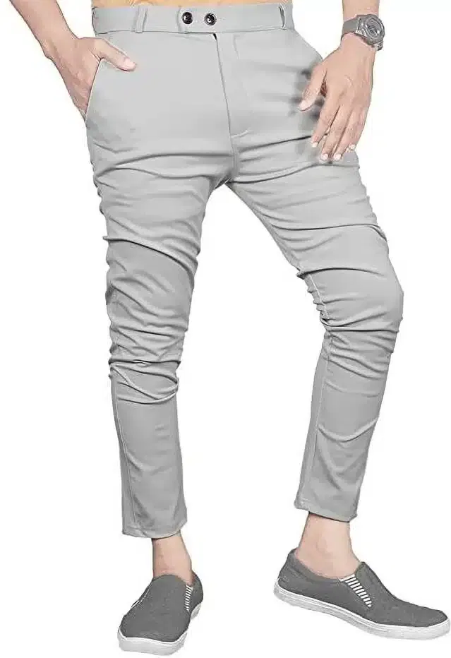 Lycra Blend Trouser for Men (Light Grey, 36)