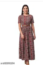 Poly Crepe Dress for Women (Brown, S)