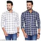 Cotton Blend Checkred Shirt for Men, Multicolor, Pack of 2 