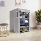 VEERJI 5 layer Collapsible Wardrobe (Finish Color - Grey, DIY (Do-It-Yourself)