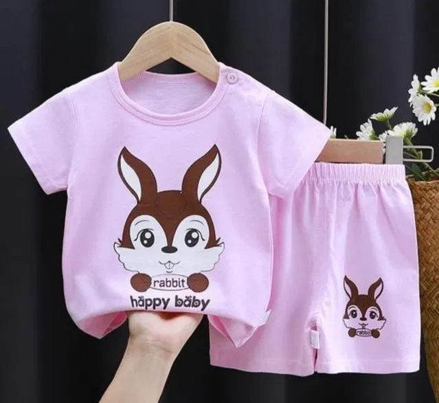 Hosiery Clothing Set for Kids (Pink, 1-2 Years)