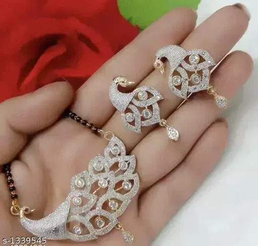 Brass Mangalsutra Set for Women (White, Free Size)
