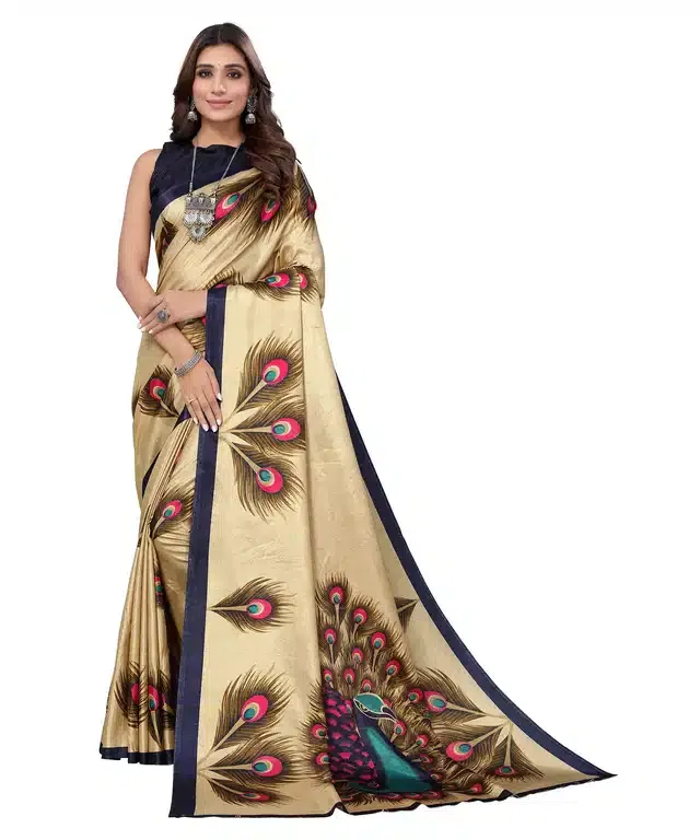 Women's Designer Saree With Blouse (Peacock) (SD20)